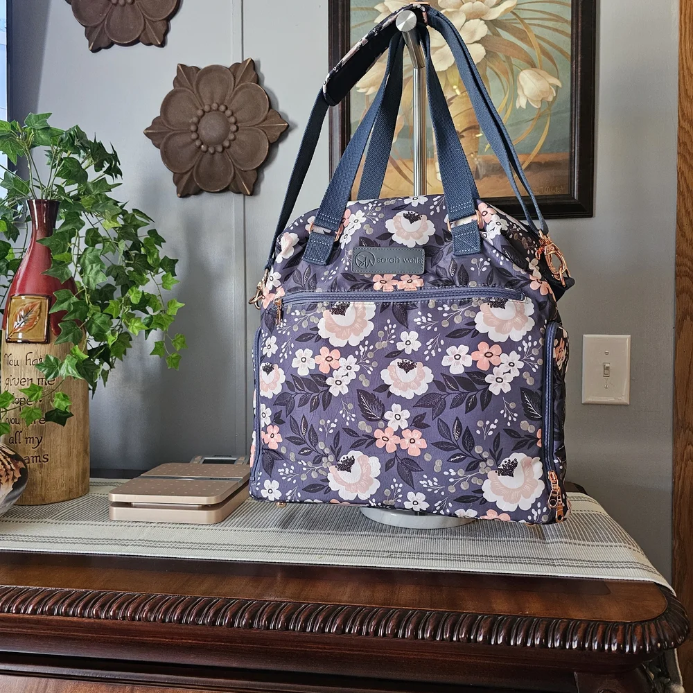 Sarah Wells Floral Breast Pump,Bag For Mothers Who Are Breast Feed Navy and Pink